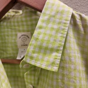 J.Crew The Perfect Shirt Gingham Green Tab Sleeve Button Up Shirt Medium Preppy